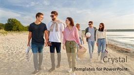  Presentation with beach bag - Amazing presentation design having friendship-leisure-and-people-concept backdrop and a coral colored foreground