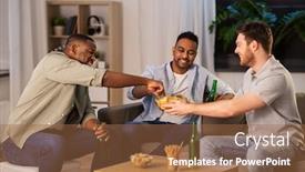  Presentation with friendship - PPT theme featuring friendship-leisure-and-people-concept background and a tawny brown colored foreground