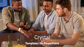  Presentation with people talking - Theme having friendship-leisure-and-people-concept background and a tawny brown colored foreground