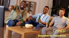  Presentation with friendship - Cool new PPT theme with friendship-leisure-and-people-concept backdrop and a tawny brown colored foreground