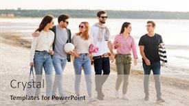  Presentation with beach bag - Amazing theme having friendship-leisure-and-people-concept backdrop and a soft green colored foreground