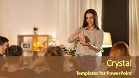  Presentation with entertainment - Slide deck with friendship leisure and entertainment concept background and a tawny brown colored foreground