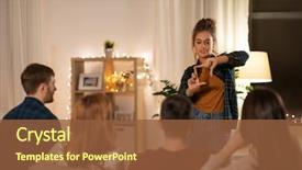  Presentation with entertainment - Presentation design enhanced with friendship leisure and entertainment concept background and a tawny brown colored foreground