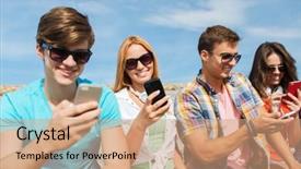  Presentation with addiction - Cool new PPT layouts with friendship leisure summer technology backdrop and a coral colored foreground