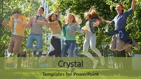 Presentation with friendship - PPT layouts consisting of teenage students or friends jump background and a yellow colored foreground