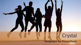  Presentation with young people diversity - Slides enhanced with friendship music - group of happy young people background and a gold colored foreground