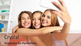  Presentation with pajama - Cool new PPT layouts with friendship pajama party and technology backdrop and a coral colored foreground