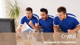  Presentation with soccer fans - PPT theme consisting of friendship sport people and entertainment background and a coral colored foreground
