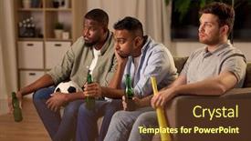  Presentation with sports fans - PPT theme enhanced with friendship-sports-and-entertainment-concept background and a tawny brown colored foreground