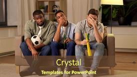  Presentation with sports fans - Audience pleasing presentation design consisting of friendship-sports-and-entertainment-concept backdrop and a tawny brown colored foreground