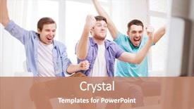  Presentation with entertainment - PPT layouts enhanced with friendship sports and entertainment concept background and a coral colored foreground