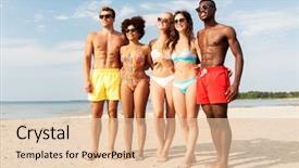  Presentation with happy holidays - Slide deck with friendship summer holidays and people background and a lemonade colored foreground