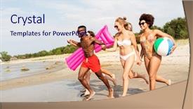  Presentation with mattress - Beautiful slides featuring friendship summer holidays and swimming backdrop and a sky blue colored foreground