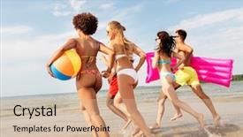  Presentation with mattress - Theme with friendship summer holidays and swimming background and a coral colored foreground