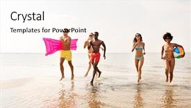  Presentation with happy holidays - Colorful PPT theme enhanced with friendship summer holidays and swimming backdrop and a sky blue colored foreground