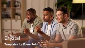  Presentation with video game - Cool new presentation design with friendship-technology-and-leisure-concept backdrop and a tawny brown colored foreground