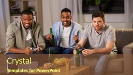  Presentation with friendship - Amazing theme having friendship-technology-and-leisure-concept backdrop and a tawny brown colored foreground