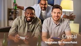  Presentation with video game - Audience pleasing slide deck consisting of friendship-technology-and-leisure-concept backdrop and a tawny brown colored foreground