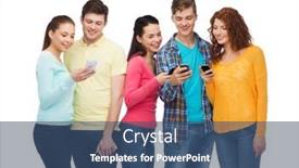  Presentation with friendship - Slide set enhanced with friendship-technology-and-people-concept background and a  colored foreground