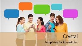  Presentation with people mobile technology - Presentation consisting of friendship technology communication and people background and a yellow colored foreground