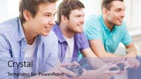  Presentation with video games playing - Slide deck having friendship technology games and home background and a light blue colored foreground