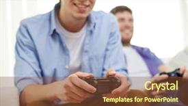  Presentation with video games playing - Presentation with friendship technology games and home background and a tawny brown colored foreground