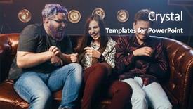  Presentation with friendship - Audience pleasing slide set consisting of friendship threesome ha-ha backdrop and a ocean colored foreground