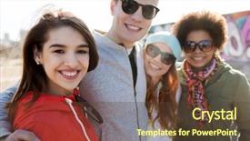  Presentation with travel friends - Presentation design featuring friendship tourism travel and people background and a tawny brown colored foreground