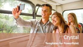  Presentation with bus transportation - Amazing slide deck having friendship travel summer vacation technology backdrop and a coral colored foreground
