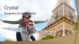  Presentation with eiffel tower - Presentation design having friendship travel tourism and people background and a sky blue colored foreground