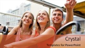  Presentation with tour - Colorful slide deck enhanced with friendship travel vacation summer backdrop and a red colored foreground