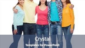  Presentation with youth group - Slide set enhanced with friendship youth and people - group of smiling teenagers background and a ocean colored foreground