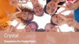  Presentation with teenagers - PPT theme with friendship youth gesture and people background and a coral colored foreground
