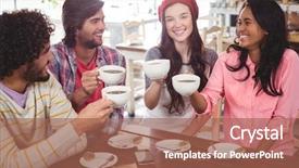  Presentation with group of happy couples - Theme consisting of friendsship day - group of happy friends holding background and a  colored foreground