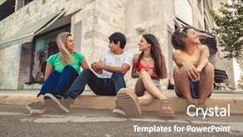  Presentation with teenagers - Colorful PPT theme enhanced with friendsship day - group of teenagers backdrop and a coral colored foreground