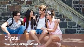  Presentation with hip - Cool new slides with friendsship day - hip friends talking and sitting backdrop and a  colored foreground