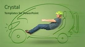  Presentation with electric car - Slide set with friendy electric hand drawn car background and a mint green colored foreground