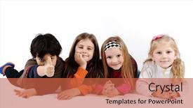  Presentation with family children - Amazing PPT theme having frienship - children group family laying backdrop and a  colored foreground
