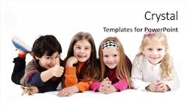  Presentation with family children - Colorful presentation theme enhanced with frienship - children group family laying backdrop and a white colored foreground