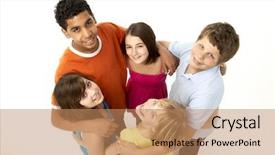  Presentation with study children village - Presentation theme enhanced with frienship - group of five young children background and a coral colored foreground