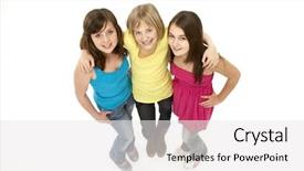  Presentation with group of girls - Audience pleasing presentation theme consisting of frienship - group of three young girls backdrop and a white colored foreground
