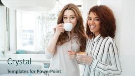  Presentation with electrical surveillance cctv security camera - Presentation theme having frienship - pretty young woman looking camera background and a sky blue colored foreground