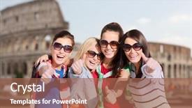  Presentation with happy holidays - Audience pleasing PPT theme consisting of frienship - summer holidays vacation travel friendship backdrop and a coral colored foreground