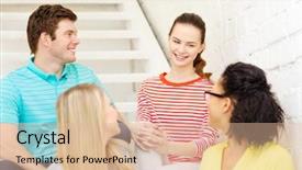  Presentation with frienship - Slide deck featuring frienship and education concept - smiling background and a lemonade colored foreground