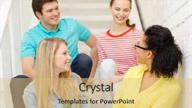  Presentation with frienship - PPT theme consisting of frienship and education concept - smiling background and a yellow colored foreground