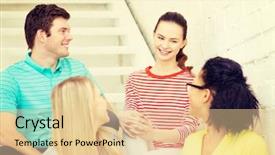  Presentation with frienship - Beautiful PPT theme featuring frienship and education concept - smiling backdrop and a lemonade colored foreground