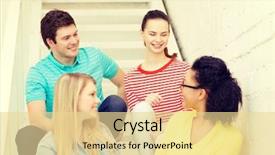  Presentation with frienship - Slide deck with frienship and education concept - smiling background and a blonde colored foreground