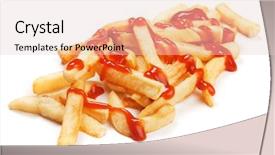 Presentation with potato croquettes - Slide deck enhanced with fries fried potato with ketchup background and a lemonade colored foreground