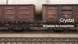  Presentation with train - PPT theme with fright train detail background and a tawny brown colored foreground