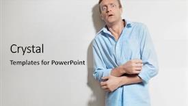  Presentation with light - PPT theme consisting of emotional man on light background background and a  colored foreground